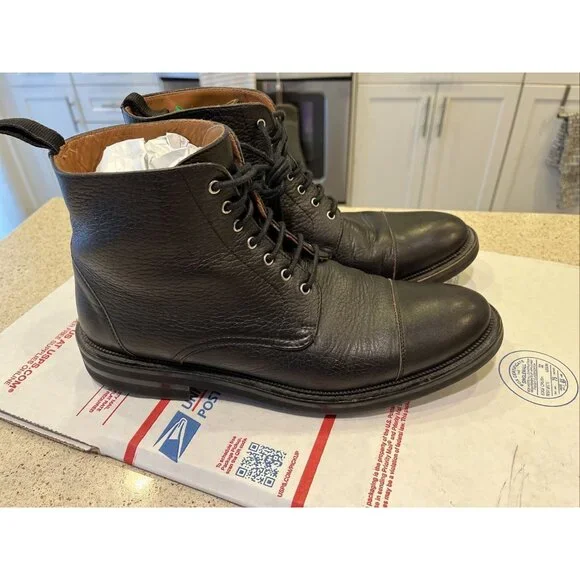 TAFT Jack Boot Men's US 7 EU 40 Black Leather Cap Toe Boots Made In Spain EUC - Picture 2 of 13